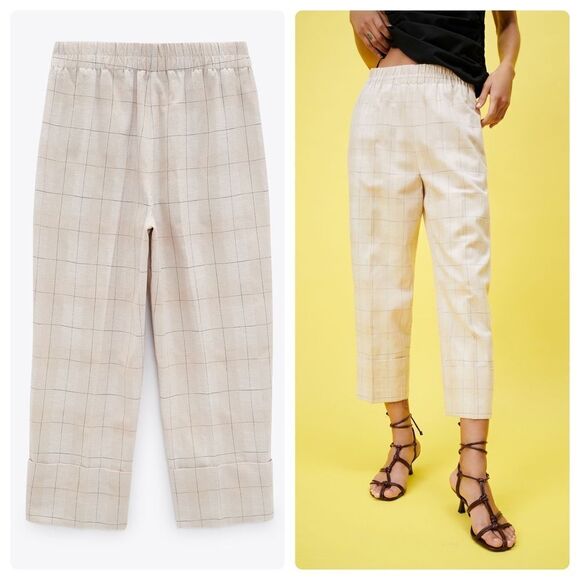Zara Plaid Cropped Pants - Picture 1 of 11